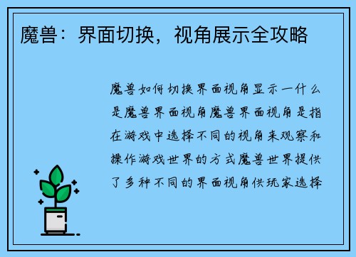 魔兽：界面切换，视角展示全攻略